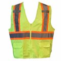 Cordova Safety Vest, Type R, Class 2, Mesh, Lime, 2-Tone Contrasting Reflective Tape, 2XL VW273P2XL